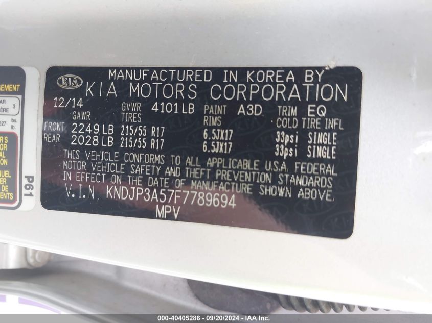 KNDJP3A57F7789694 2015 Kia Soul +