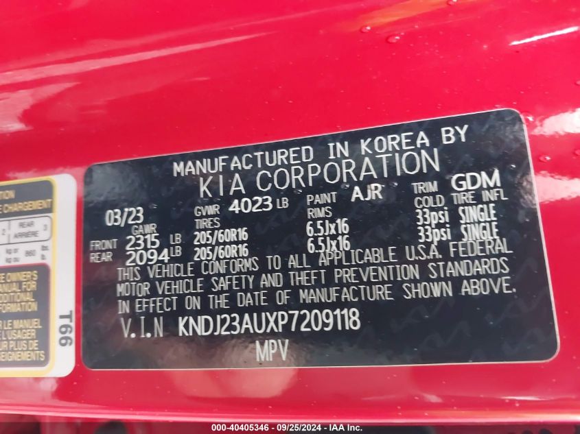 KNDJ23AUXP7209118 2023 Kia Soul Lx