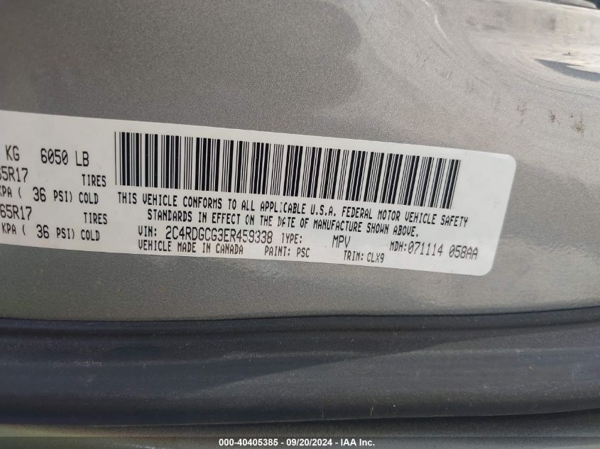 2C4RDGCG3ER459338 2014 Dodge Grand Caravan Sxt 30Th Anniversary