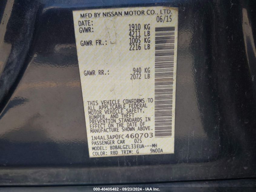 1N4AL3AP0FC460703 2015 Nissan Altima 2.5 S