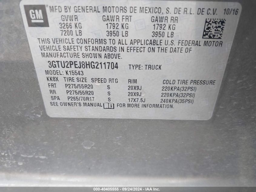 3GTU2PEJ8HG211704 2017 GMC Sierra 1500 Denali