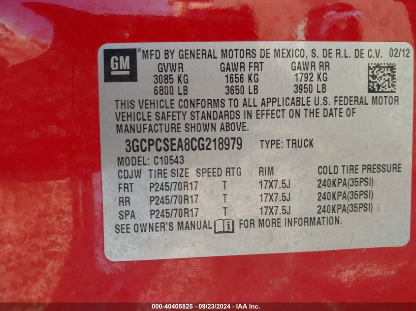 3GCPCSEA8CG218979 2012 Chevrolet Silverado 1500 Lt