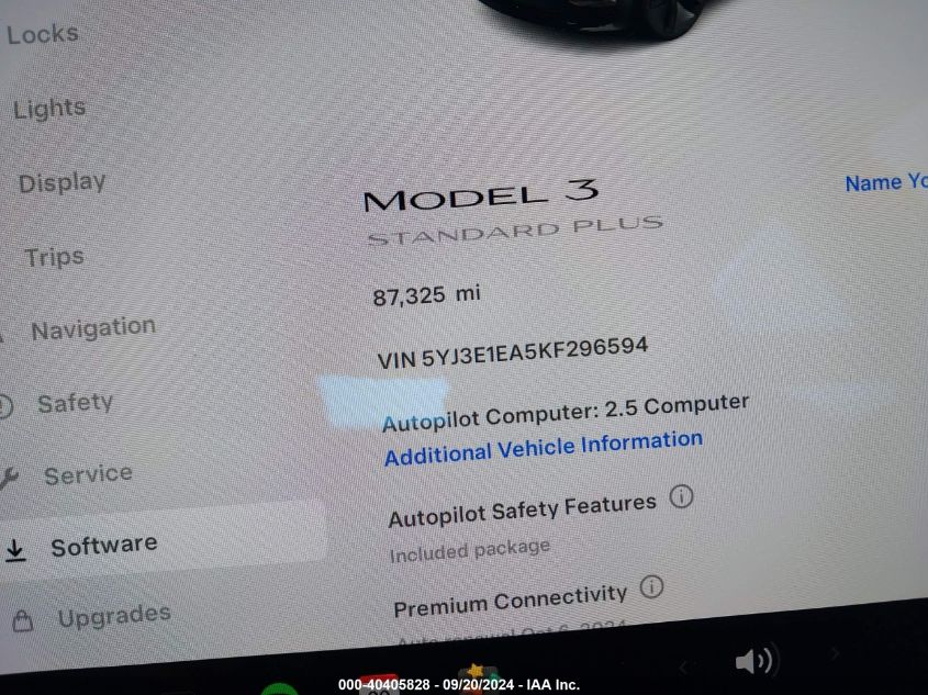 2019 TESLA MODEL 3 LONG RANGE/MID RANGE/STANDARD RANGE/STANDARD RANGE PLUS - 5YJ3E1EA5KF296594