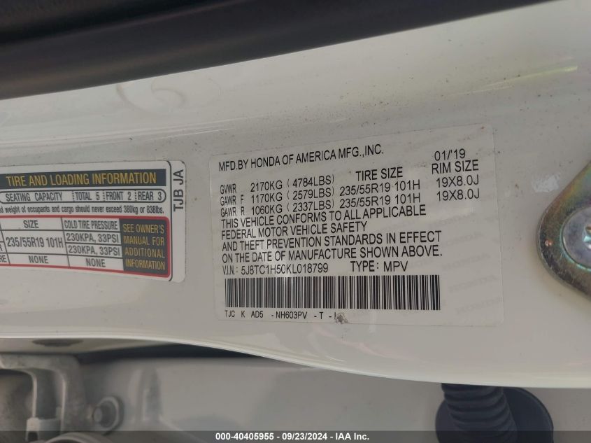 5J8TC1H50KL018799 2019 Acura Rdx Technology