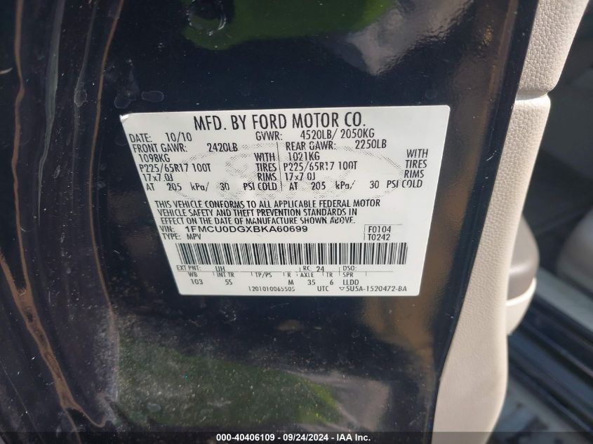 1FMCU0DGXBKA60699 2011 Ford Escape Xlt