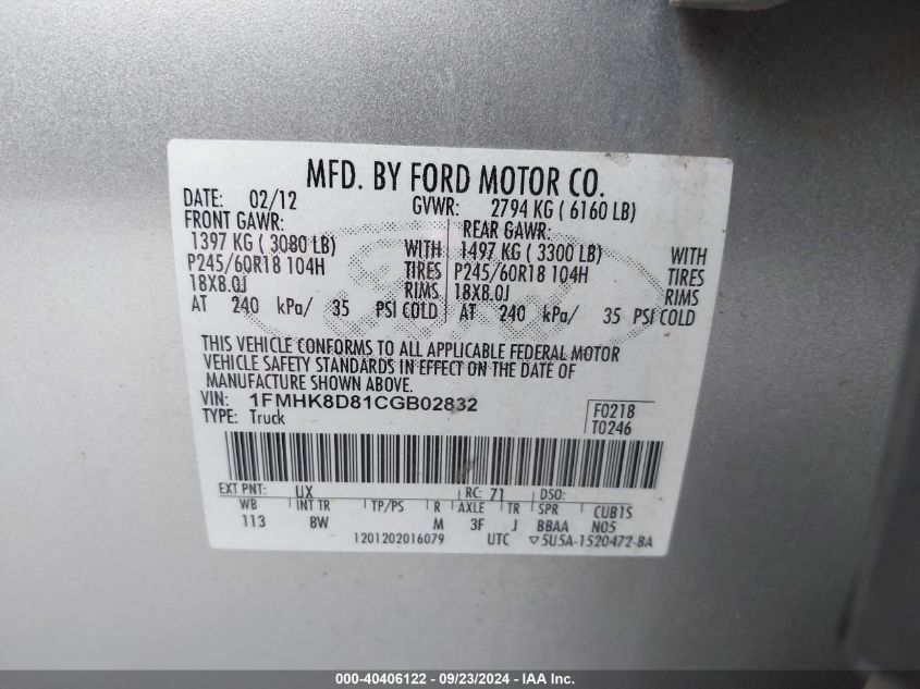 1FMHK8D81CGB02832 2012 Ford Explorer Xlt