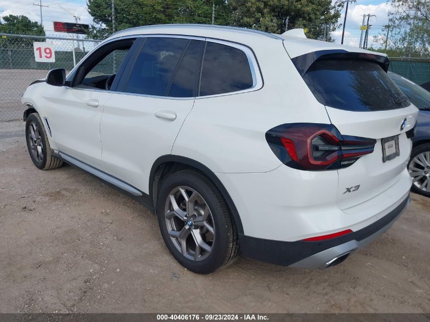 2022 BMW X3 SDRIVE30I - 5UX43DP09N9K82369