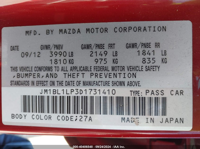 2013 MAZDA MAZDA3 I TOURING - JM1BL1LP3D1731410