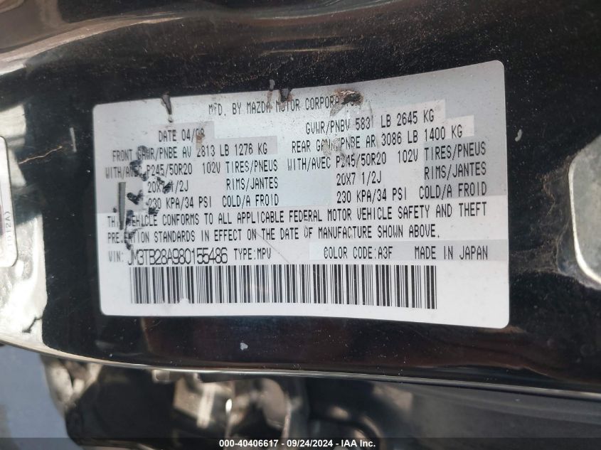 JM3TB28A980155486 2008 Mazda Cx-9 Grand Touring