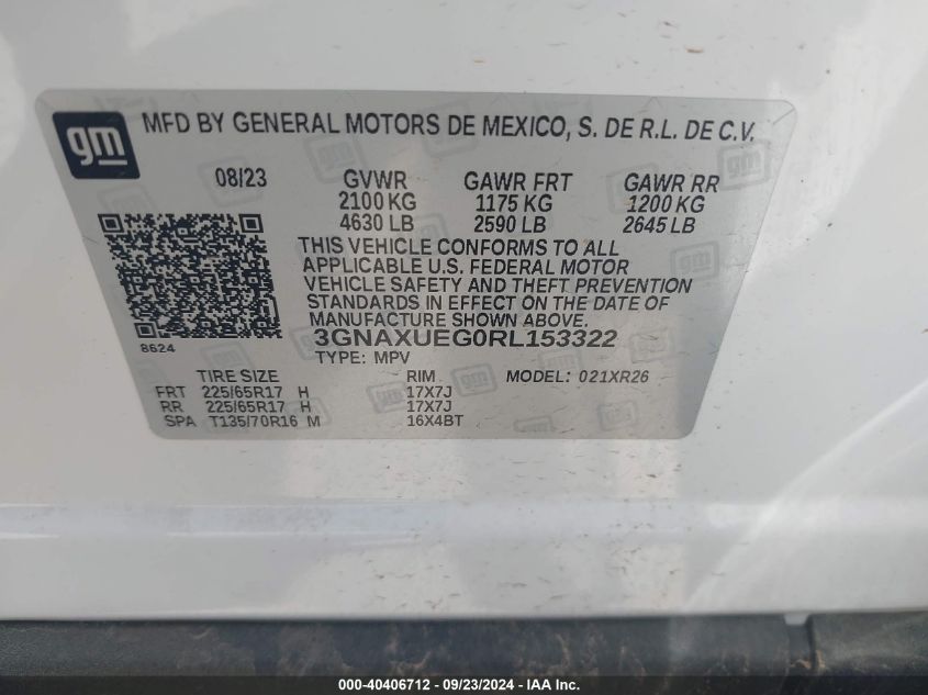 3GNAXUEG0RL153322 2024 Chevrolet Equinox Awd Lt