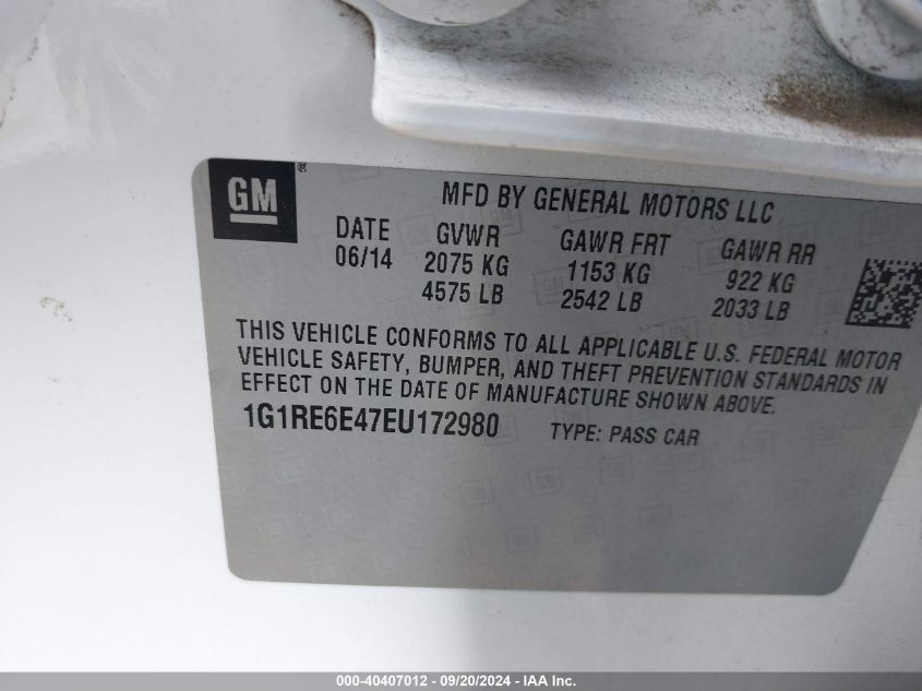 1G1RE6E47EU172980 2014 Chevrolet Volt