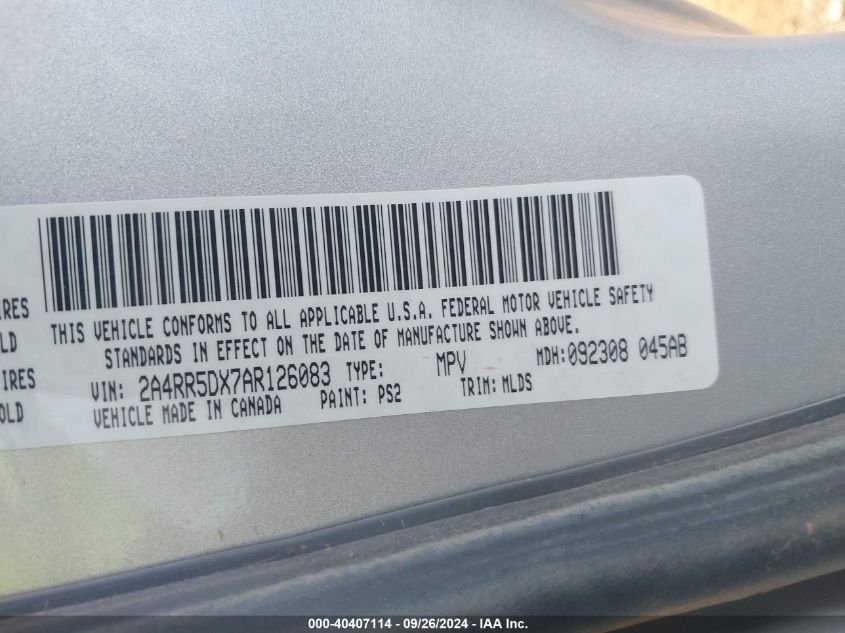 2A4RR5DX7AR126083 2010 Chrysler Town & Country Touring