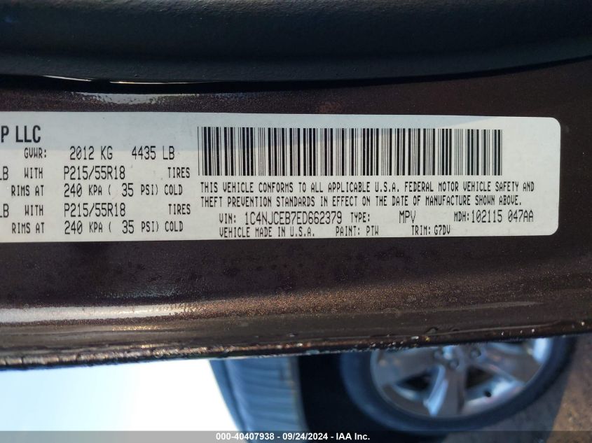 1C4NJCEB7ED662379 2014 Jeep Compass Latitude