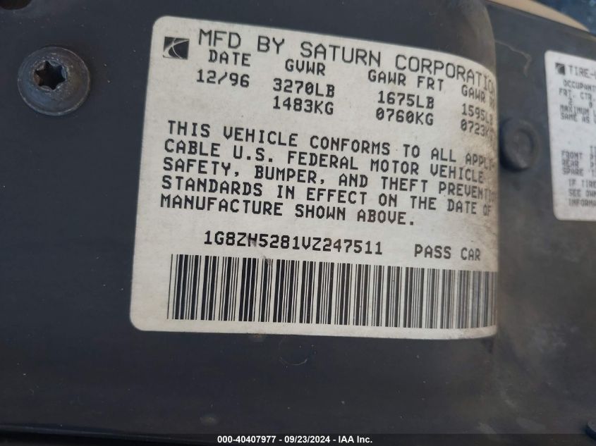 1G8ZH5281VZ247511 1997 Saturn Sl Sl1