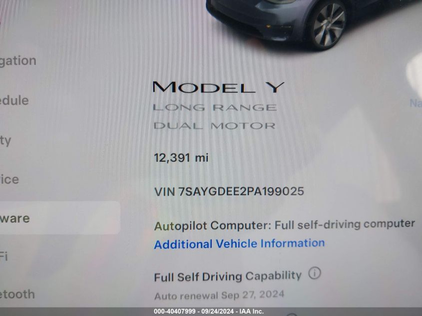 2023 TESLA MODEL Y AWD/LONG RANGE DUAL MOTOR ALL-WHEEL DRIVE - 7SAYGDEE2PA199025