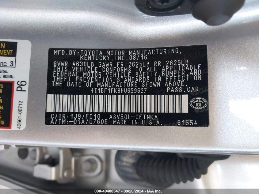 4T1BF1FK8HU659627 2017 Toyota Camry Le