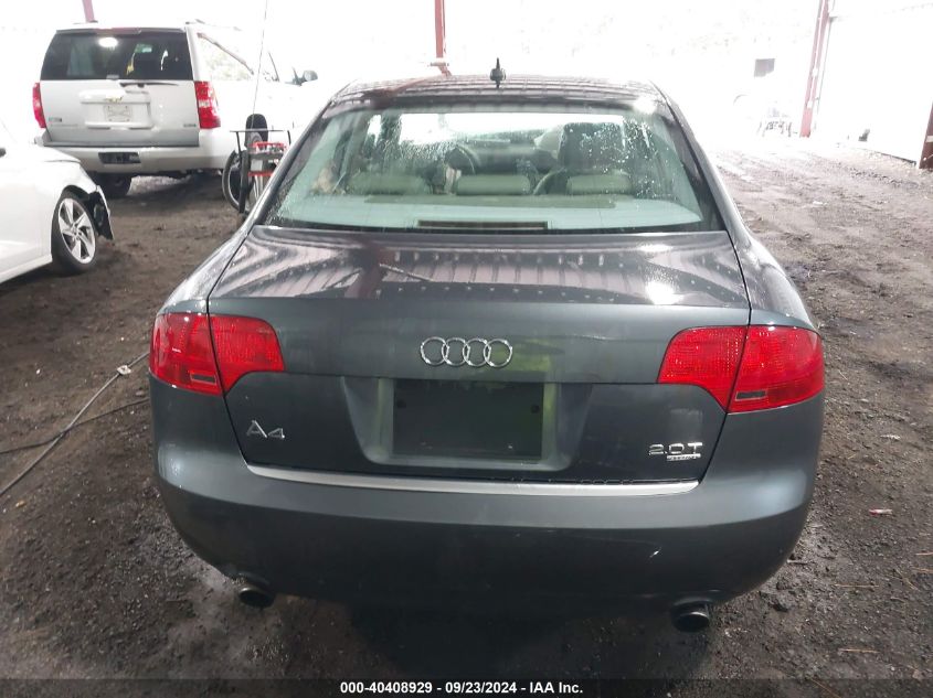 2007 Audi A4 2.0T VIN: WAUDF78E47A106817 Lot: 40408929