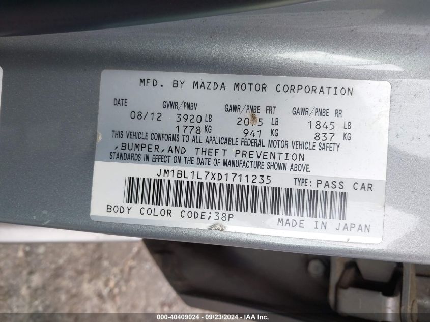 JM1BL1L7XB1711235 2013 Mazda Mazda3 I Touring