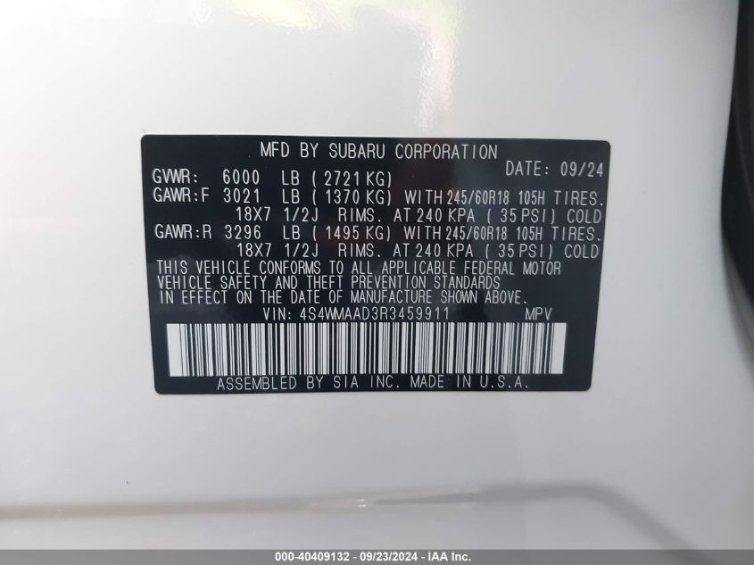 4S4WMAAD3R3459911 2024 Subaru Ascent