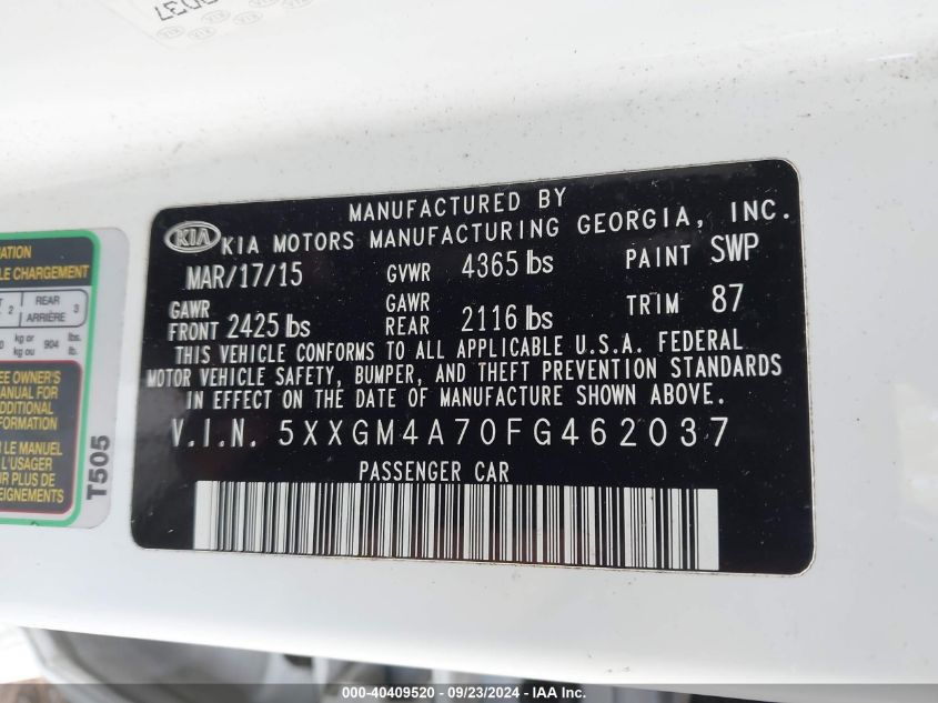 2015 KIA OPTIMA LX - 5XXGM4A70FG462037