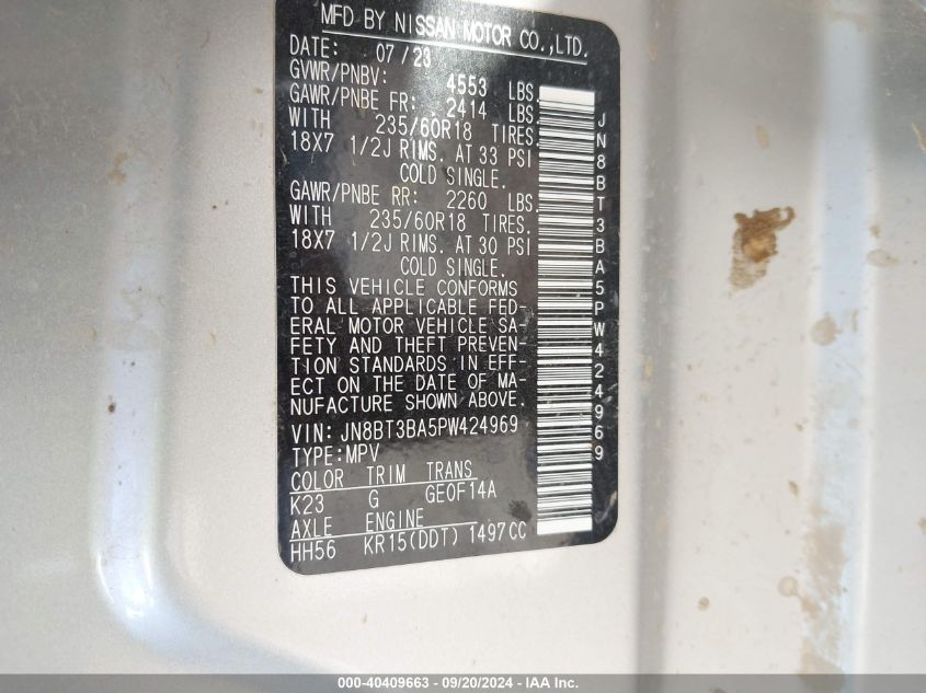 2023 NISSAN ROGUE SV FWD - JN8BT3BA5PW424969