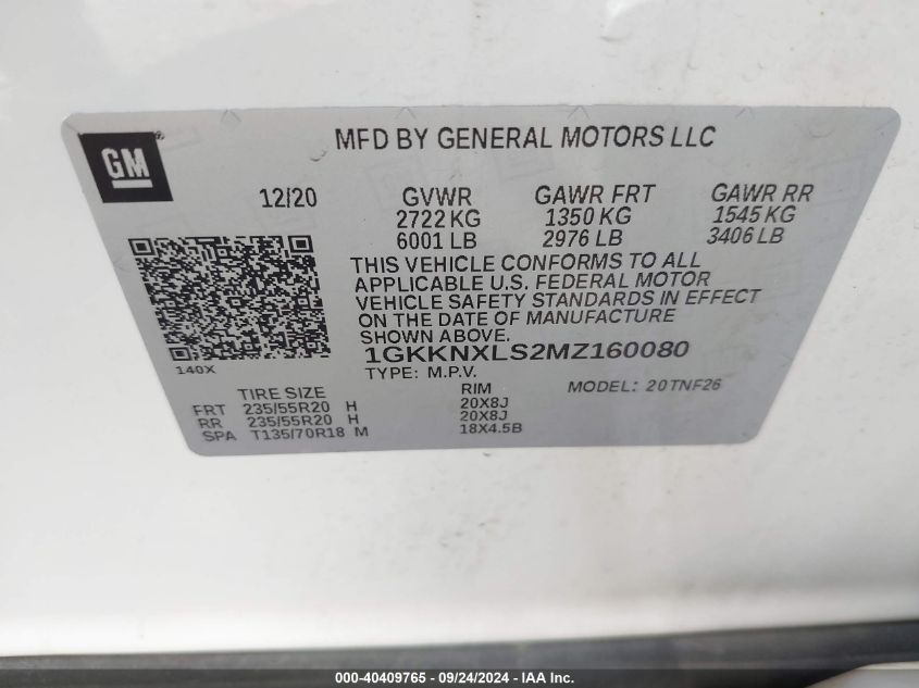 1GKKNXLS2MZ160080 2021 GMC Acadia Awd Denali