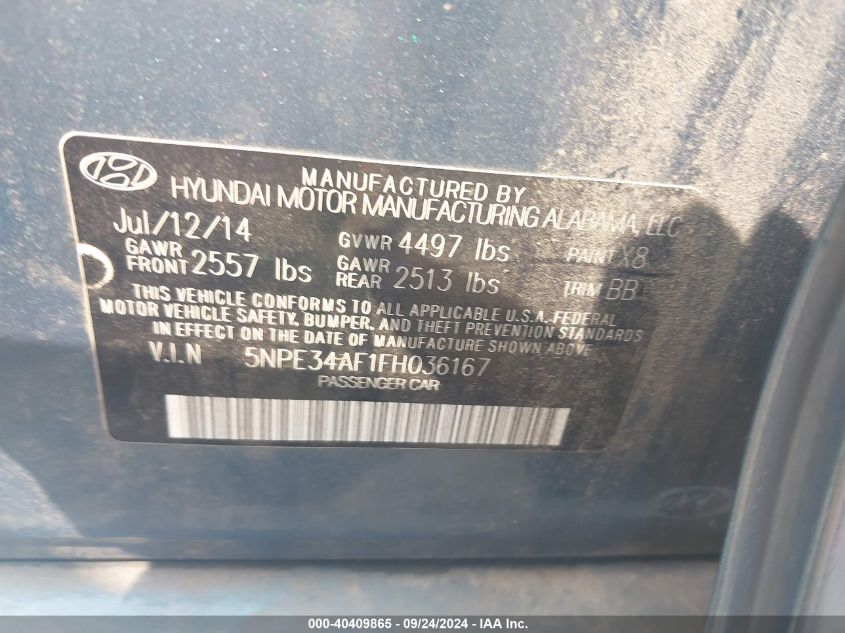 5NPE34AF1FH036167 2015 Hyundai Sonata Limited