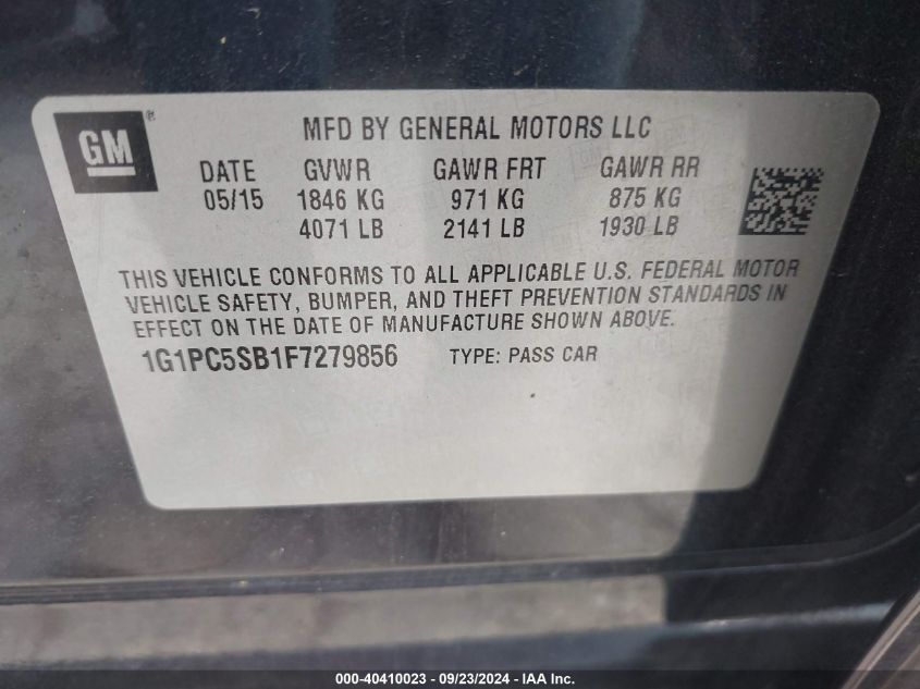 1G1PC5SB1F7279856 2015 Chevrolet Cruze 1Lt Auto