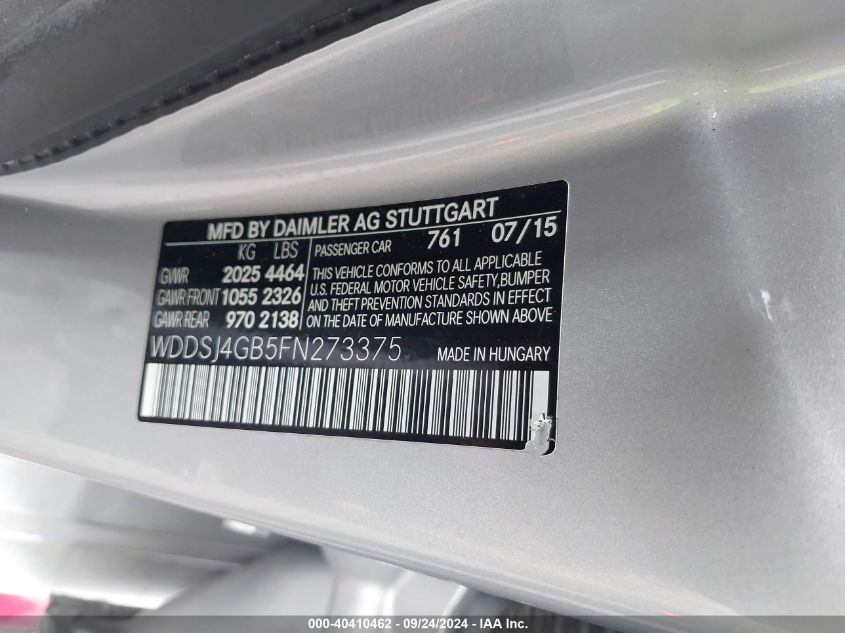 2015 MERCEDES-BENZ CLA 250 4MATIC - WDDSJ4GB5FN273375