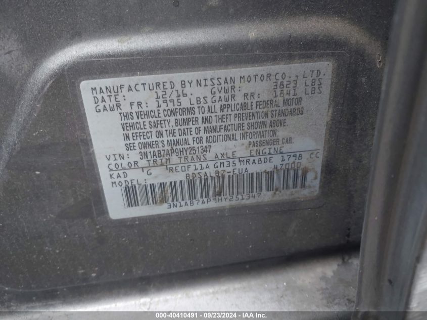 3N1AB7AP9HY251347 2017 Nissan Sentra S/Sv/Sr/Sl