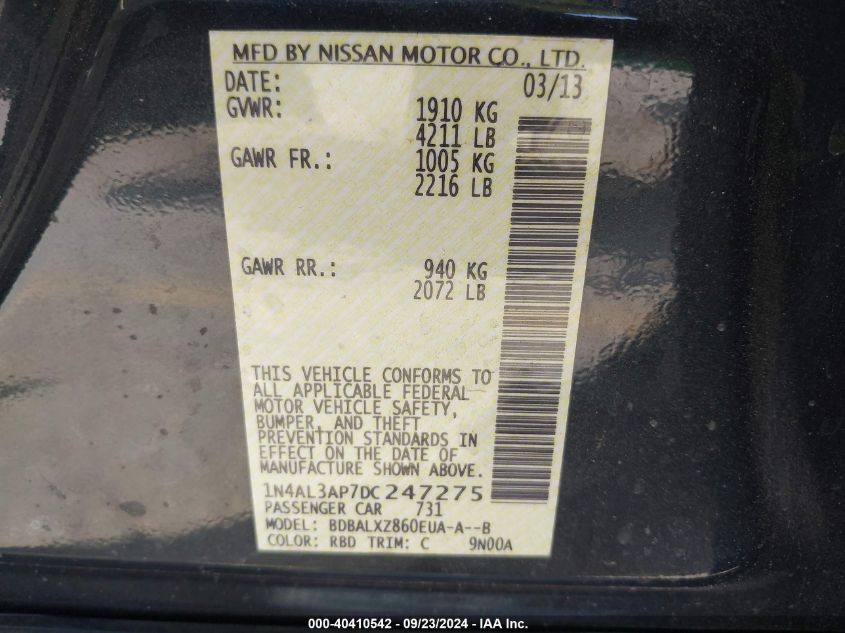 1N4AL3AP7DC247275 2013 Nissan Altima 2.5/S/Sv/Sl