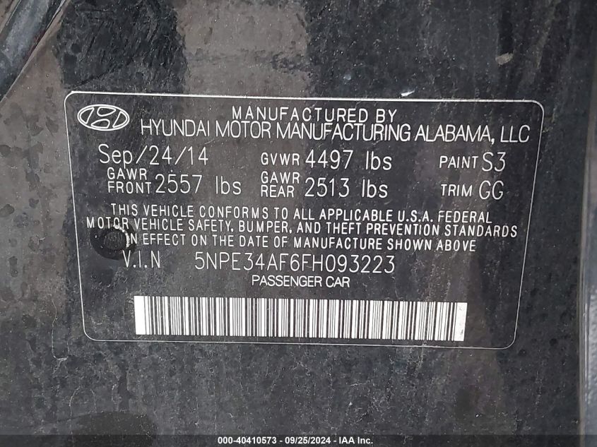 5NPE34AF6FH093223 2015 Hyundai Sonata Limited