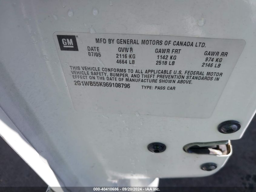 2G1WB55K969108796 2006 Chevrolet Impala Ls