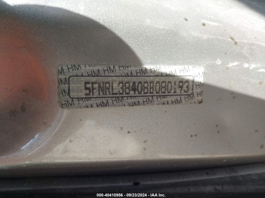 5FNRL38408B080193 2008 Honda Odyssey Ex