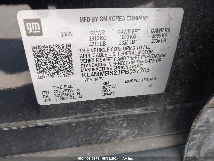 2023 Buick Encore Gx Preferred VIN: KL4MMBS21PB057705 Lot: 40410979