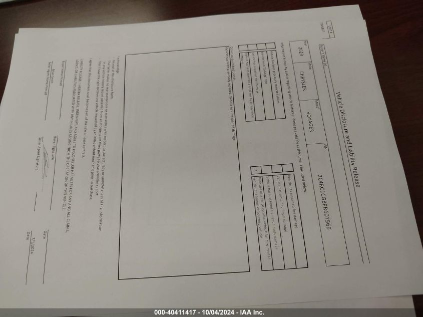 2023 Chrysler Voyager Lx VIN: 2C4RC1CG8PR607566 Lot: 40411417