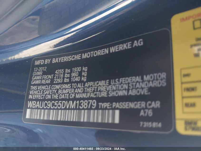 WBAUC9C55DVM13879 2013 BMW 135 I/Is