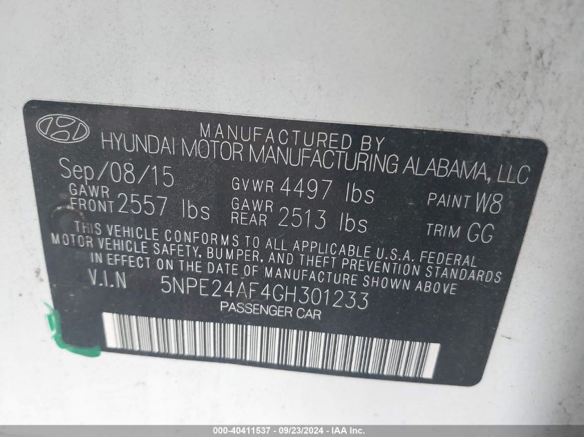 2016 HYUNDAI SONATA SE - 5NPE24AF4GH301233