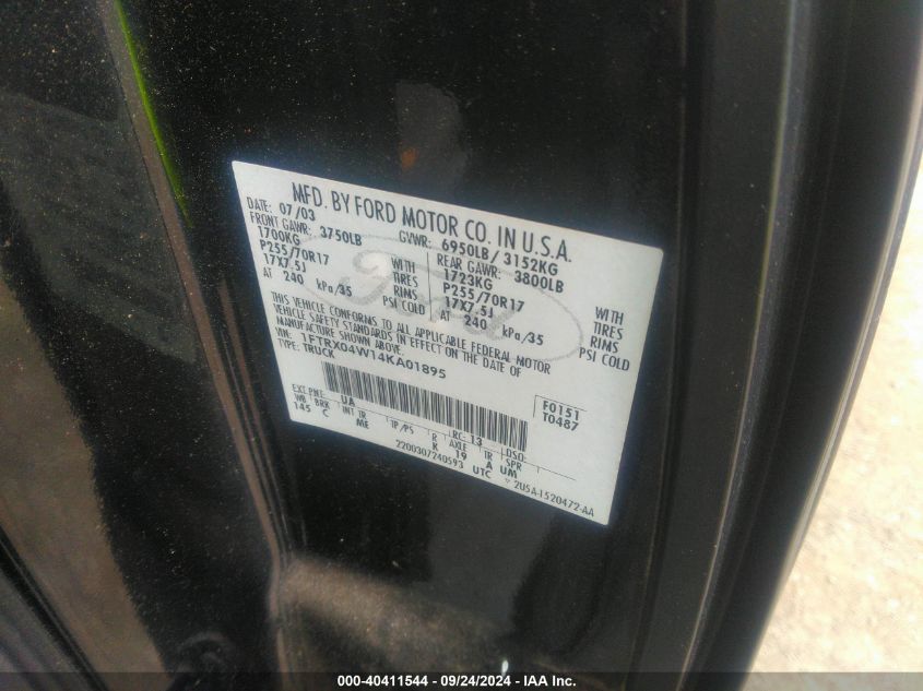 2004 Ford F-150 Stx/Xlt VIN: 1FTRX04W14KA01895 Lot: 40411544
