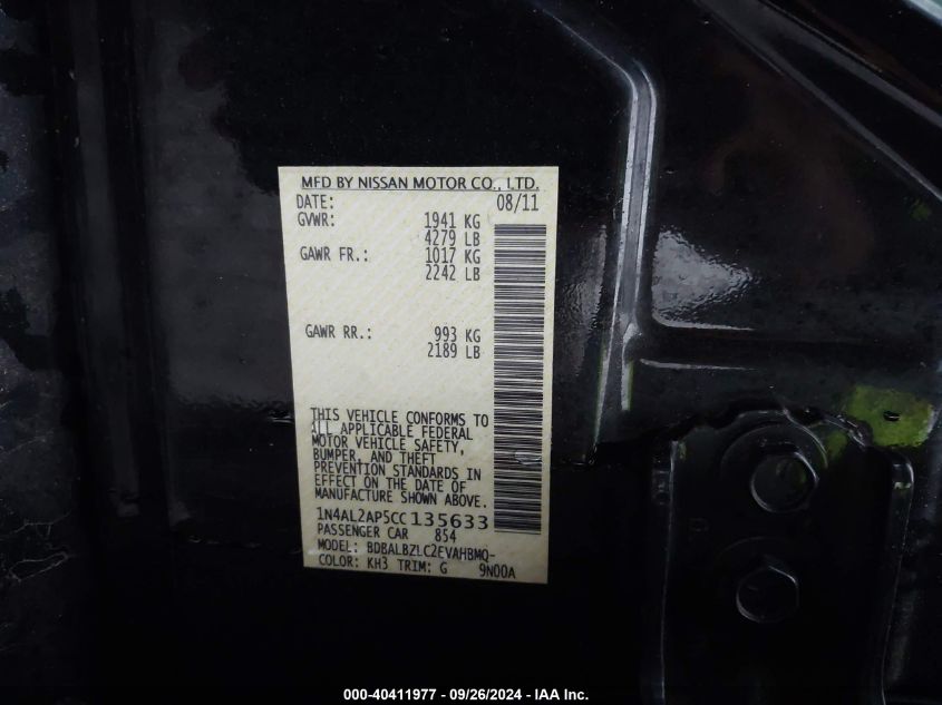 1N4AL2AP5CC135633 2012 Nissan Altima 2.5 S