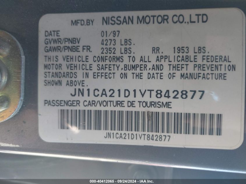 JN1CA21D1VT842877 1997 Nissan Maxima Gle/Gxe/Se