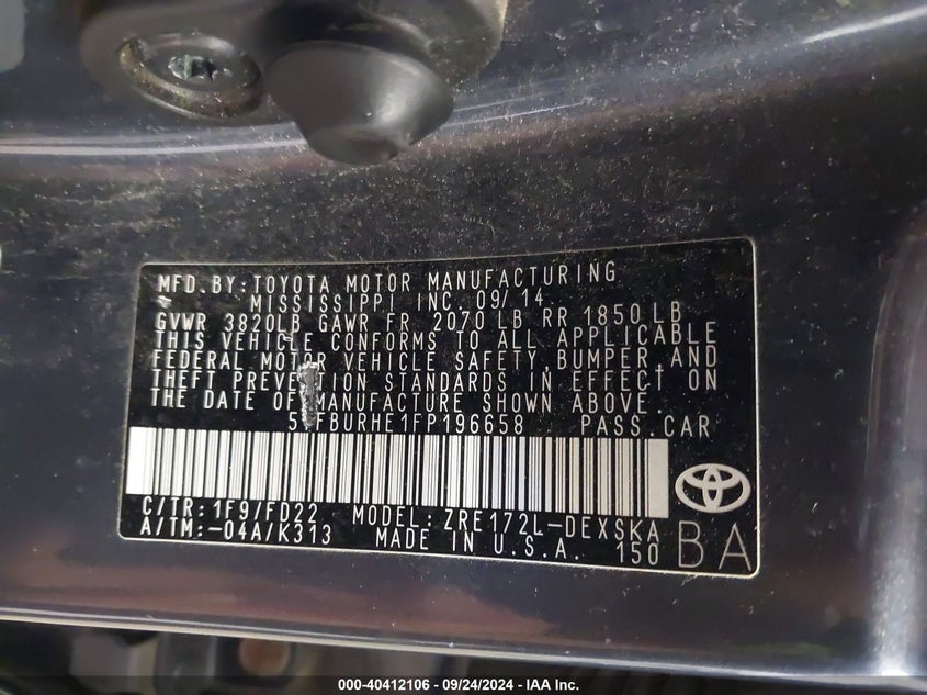 2015 TOYOTA COROLLA S PLUS - 5YFBURHE1FP196658