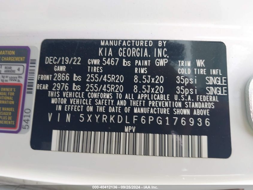 2023 KIA SORENTO X-LINE SX PRESTIGE - 5XYRKDLF6PG176936