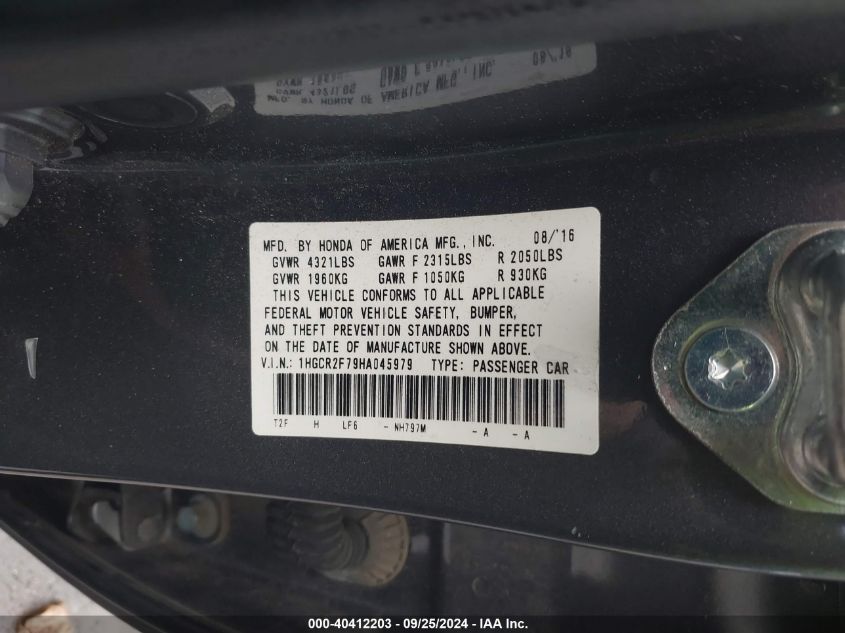 1HGCR2F79HA045979 2017 Honda Accord Ex