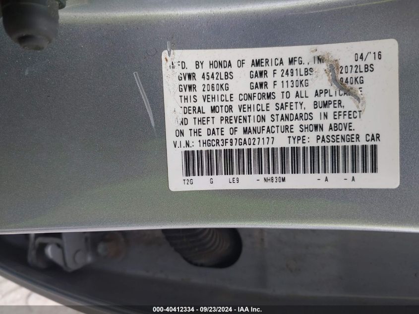 1HGCR3F97GA027177 2016 Honda Accord Touring