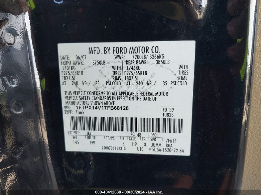 1FTPX14V17FB68128 2007 Ford F150