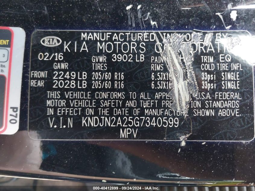 KNDJN2A25G7340599 2016 Kia Soul