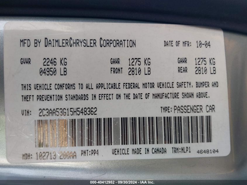 2C3AA53G15H548362 2005 Chrysler 300 Touring