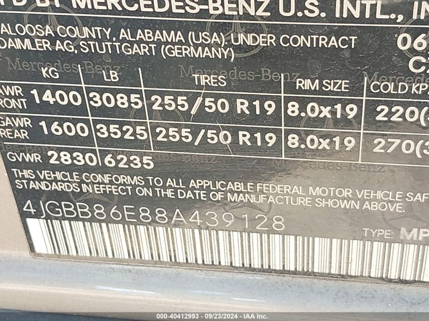 4JGBB86E88A439128 2008 Mercedes-Benz Ml 350