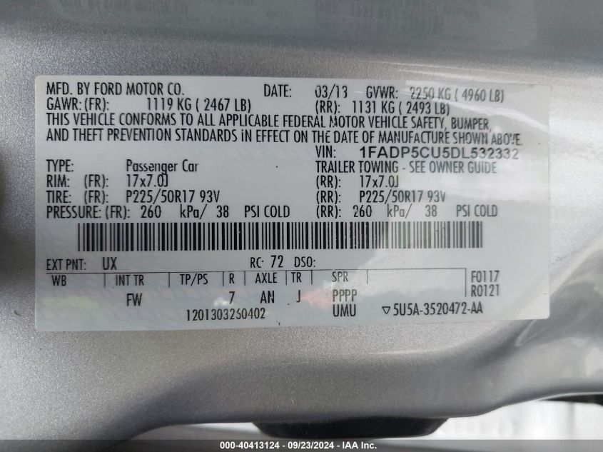 1FADP5CU5DL532332 2013 Ford C-Max Energi Sel